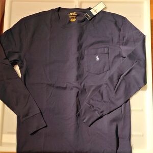 New Polo Ralph Lauren Deep Blue Long Sleeve Tee Classic Fit